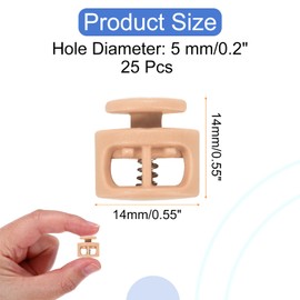 uxcell 25 Pcs Assorted Colors Plastic Spring Cord Lock, Double-Hole Slider Toggles Clip End Stopper Round Fastener for Drawstrings Paracord Backpack Shoelace, Khaki