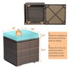 RELAX4LIFE Wicker Outdoor Storage Ottoman, 2-Piece Rattan Footstool w/Removable Cushion,