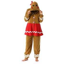 #followme 6442-S Gingerbread Adult Onesie Womens Pajamas