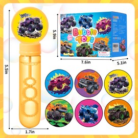 24Pcs Monster Truck Bubbles Wands for Kids Bubbles Party Favors 6 Colors Bubble Solution Mini Bubbles Bulk Toddler Toys for Boys Goodie Bag Stuffers Summer Gift Monster Truck Birthday Party Supplies
