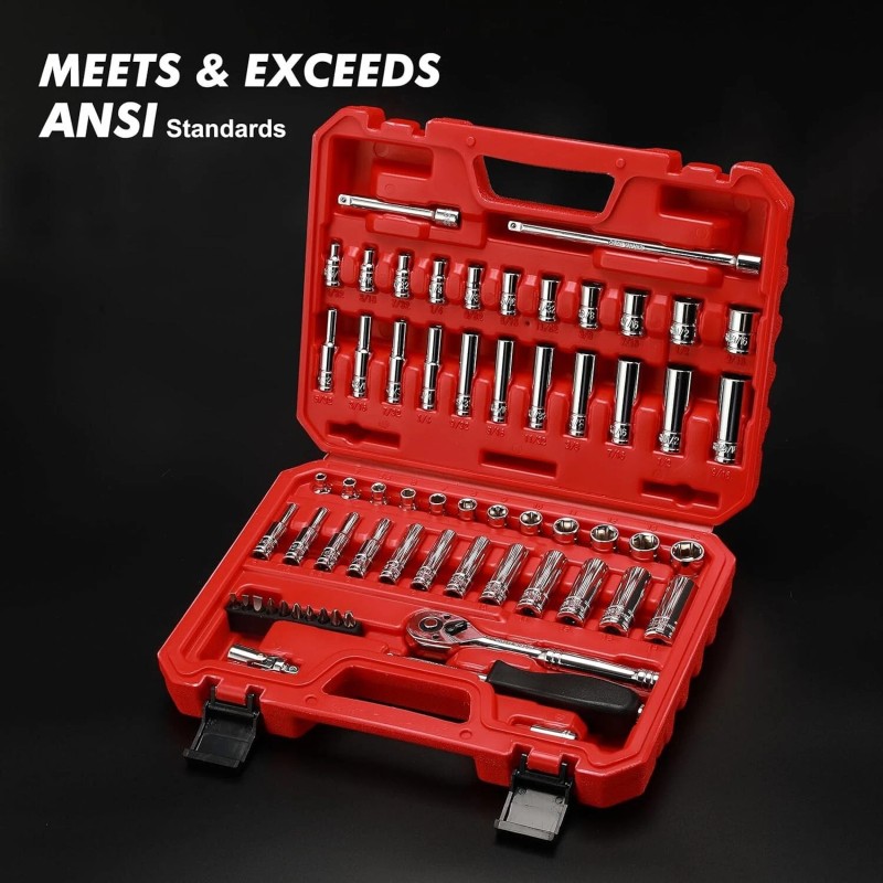Focus tool 62pcs 1/4 Inch Drive Master Socket Set with