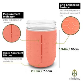 Minliving Silicone Mason Jar Sleeves Spring Summer Set | Anti-Slip Protectors for Wide Mouth 16oz Jelly Canning Jars | Cup Holders with Measurement Markings | Dishwasher Safe Jar Jackets - 5 Pack