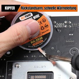 BEEYUIHF Desoldering Wire, 3 m / 10 ft Desoldering Wire, 2.5 mm No-Clean Soldering Braid, Wicks Strands for Desoldering, Desoldering Wick for Removing Solder for Disassembling Electrical Components