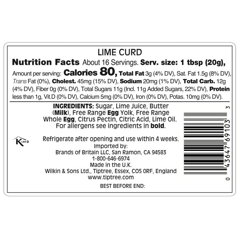 Tiptree Lime Curd, 11 Ounce (Pack of 6)