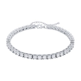 TOPGRILLZ 3-6mm Tennis Chain Anklet with Extension Bracelet for Women, 14K Gold Plated CZ Diamond Fashion Foot Jewelry Gifts (5mm White Gold,9)