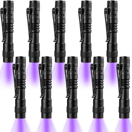 Beieverluck 10 Pack UV Black Light Flashlight Mini 395nm Pen Light with Clip LED Handheld Blacklight Detector for Leak Pet Urine Hotel Inspection Dry Stain and Bed Bug, Small