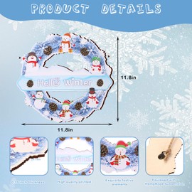 Geelin 12 Set Interchangeable Seasonal Sign Front Door Decoration 12 Inch Rustic Round Wood Wreath Wall Hanging All Season Holiday Welcome Sign for Independence Day Patriotic 4th July Summer(Wreath)