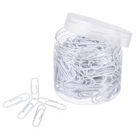 MECCANIXITY Paper Clips Small Size 1.1 Inch Vinyl Coated to Prevent Tearing Pages with Box for Organize Office Home White Count 200