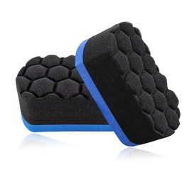 Wevdn 2PCS Tire Shine Dressing Applicator Pad, Easy Grip Hex-Logic Tire Trim Sponge Foam Detailing Pad, Soft Hand Applicator Pad Reusable Hex Logic Foam Tool for Tire Polishing (Blue)