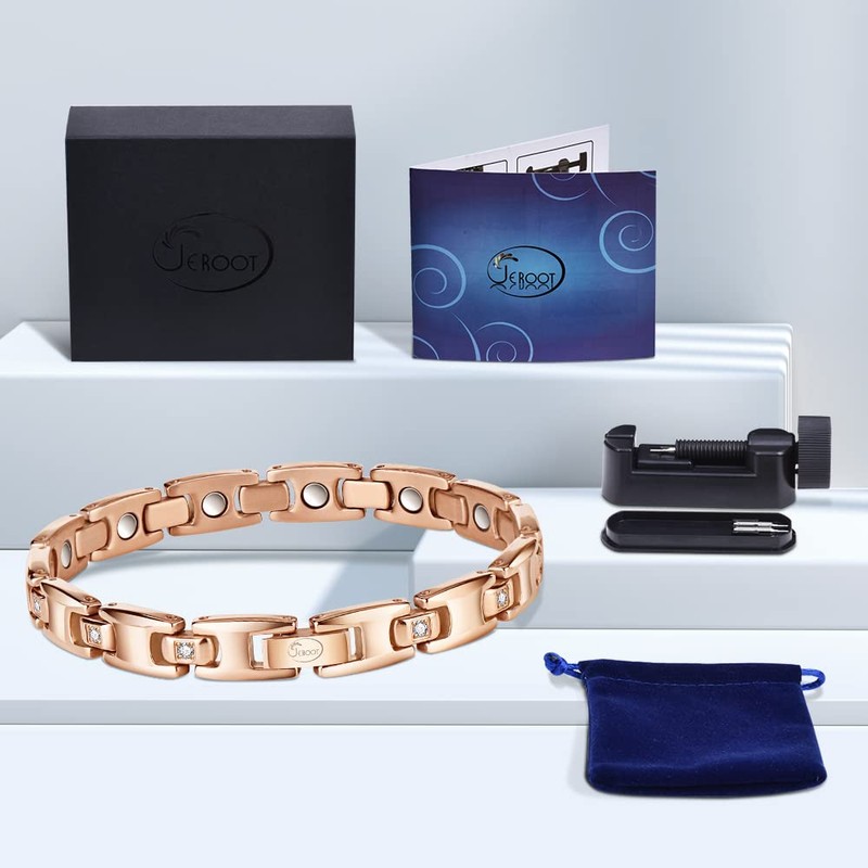 JEROOT Titanium Magnetic Bracelet for Women - Adjustable Size, 3500