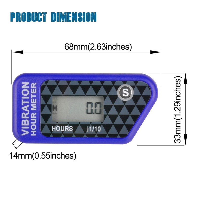 Runleader Digital Wireless Hour Meter,Vibration Operation for Golf Cart Tractor