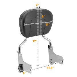 Detachable Sissy Bar Passenger Backrest with 4-Point Docking Hardware Kit Compatible with Harley Touring Electra Glide Road King Street Glide 1997-2008