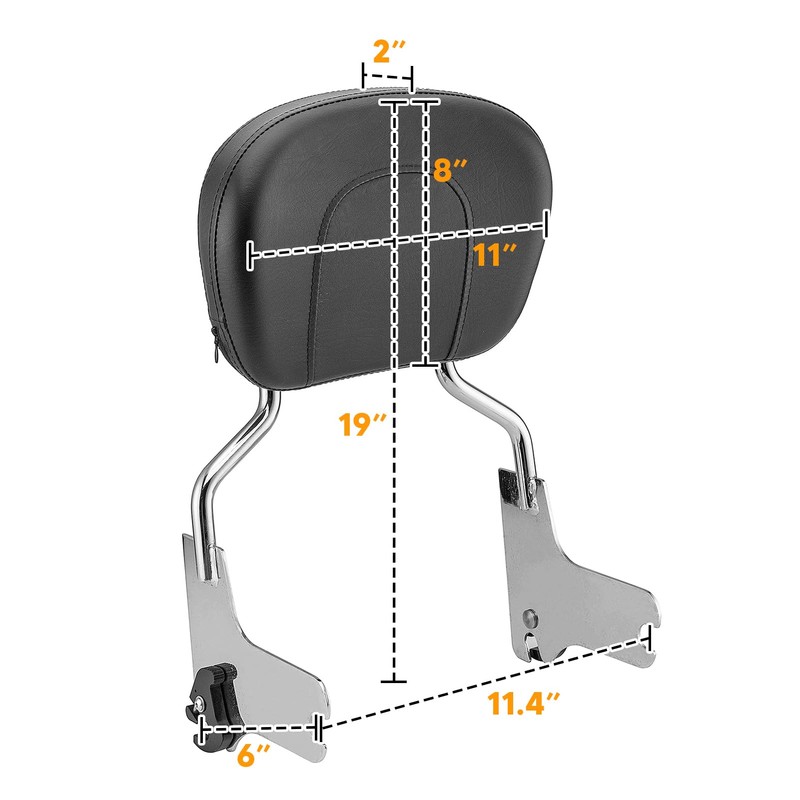 Detachable Sissy Bar Passenger Backrest with 4-Point Docking Hardware Kit