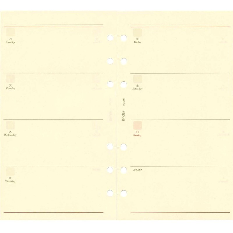 Bible Size Refill 306 WEEKLY Free Diary Binder 306