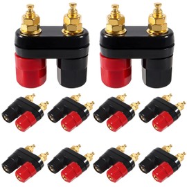 JUZITAO 10PCS 4mm Banana Binding Post Dual 2-Way 4MM Banana Plug Jack Socket Binding Post Speaker Terminal Connectors Power Amplifier Gold Plated Insulated Terminals