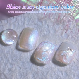 Born Pretty Pearl Gel Nail Polish Blue Shimmer Mermaid Nail Drawing Glitter Gel Polish Soak Off Led Nail Gel Polish Swirl Shell Thread Effect DIY Mani Gift