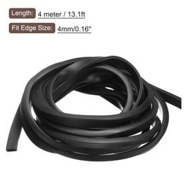 sourcing map sourcing map U Channel Edge Trim, 13.1ft Length Rubber Guard Seal Strip Edge Protector Flat Type Fit for 4mm Edge, (11/32" W x 7/16" H) Black