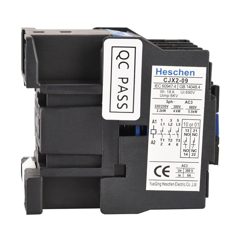 Heschen AC Contactor, CJX2-0901, 220V 50/60Hz Coil, 3P, 3 Pole,