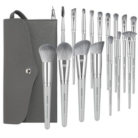 Brochas para Maquillaje con Estuche 17 Piezas Premium Sintético Brochas Maquillaje Profesional Juego de Brochas Kabuki Sombra de Ojos en Polvo para...