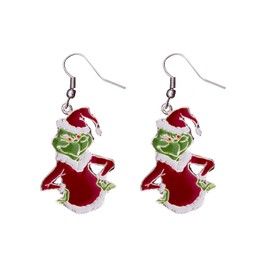Della's Designs Grinch Dangle Earrings for Women of all ages, Vividly Colorful & Whimsical