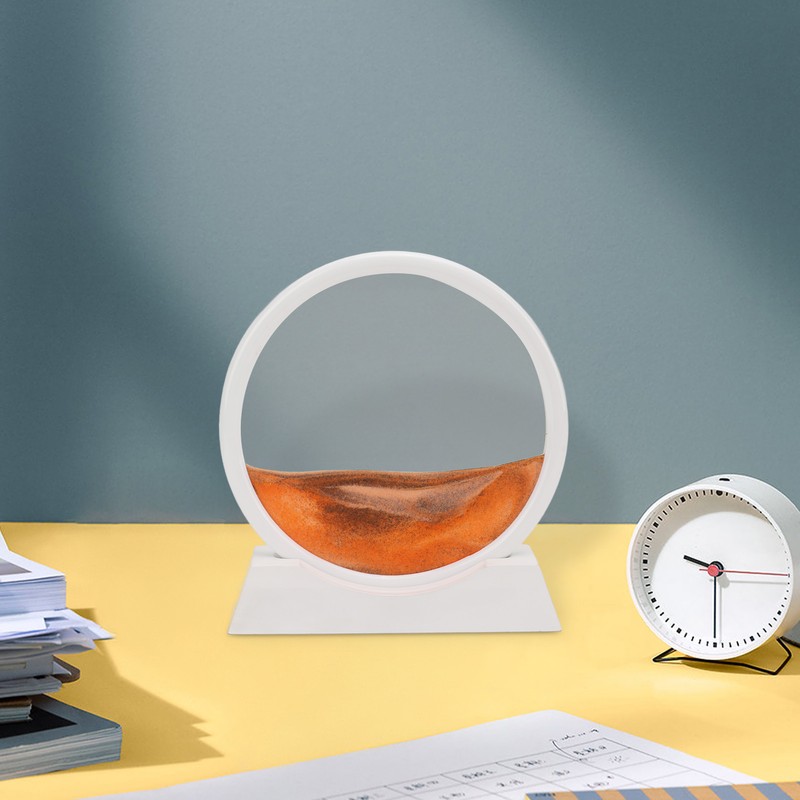Moving Sand Art Round White Frame 3D High Transparent Glass