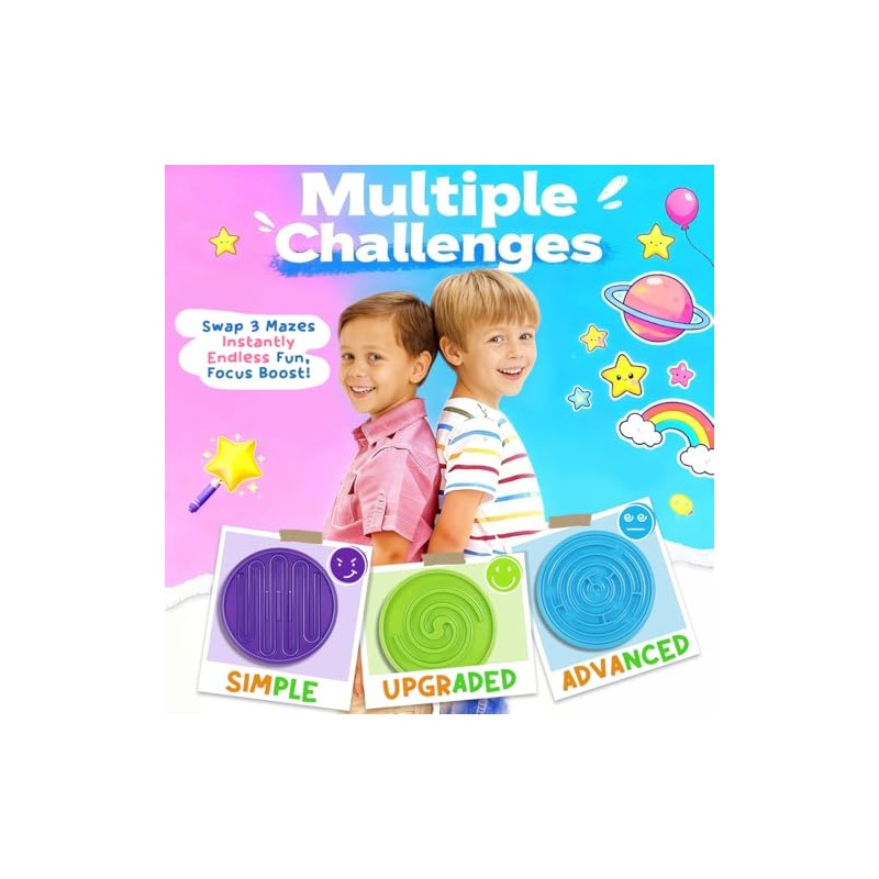 Maze Balance Board for Kids, 3 Replaceable Labyrinth Boards 140lbs
