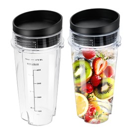 Blender Cups Replacement for Nutri Ninja Blender 16oz Cups with Scale and Sip Lids, Compatible with Nutri Ninja Blender BL770 BL780 BL660