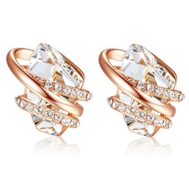 Leafael Wishstone Crystal Stud Earrings for Women, Birthstone Crystal Earrings with Healing Stones, Silver-tone or Rose Gold Earrings, Allergy-Free Jewelry for Women with Gift Box