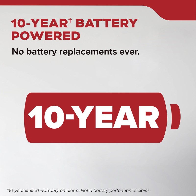 Kidde Smoke Detector, 10-Year Battery Powered, Voice Alerts, LED Warning