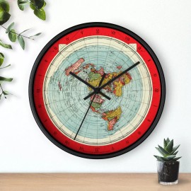 SKREW Gleason's 1892 New Standard Map of the World Flat Earth Wall Clock - Wooden, White, 10"