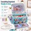 AMOIGEE Sewing Organizer Bag with 2 Clear Storage Boxes, Double