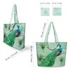 NymphFable 2 Pack Tote Bag Reusable Peacock Green Shopping Bags