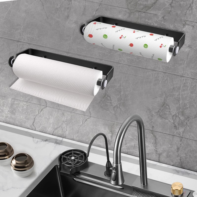 PEDORUBY Under Cabinet Paper Towel Holder, Adhesive or Drill Mount