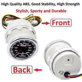LKRXW Car Oil Temp Gauge 2" 52mm Auto Oil Temperature Gauge Meter Celsius Pointer 12V Bright Light Indicator Meter Smoke Len 40 to 140 Celsius