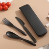 Reusable Travel Utensils Set with Case, Wheat Straw Portable Knife