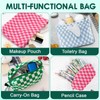 2PCS Travel Cosmetic Bag, Checkerboard Knitted Make Up Bags, Large