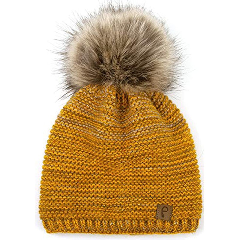 Faera Winter Warm Lined Faux Fur Bobble Hat, Fleece Lining,