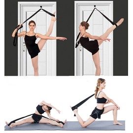 Leg Stretch Band - to Improve Leg Stretching - Easy Install on Door - Perfect Home Equipment for Ballet, Dance and Gymnastic Exercise Flexibility Stretching Strap Foot Stretcher Bands (Black)