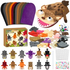 WATINC 12Pcs Hand Puppet Making Kit, Art Craft Felt Sock Puppet Toys, Creative DIY Make Your Own Pompoms Wiggle Googly Eyes Storytelling Role Play Party Supplies Gift for Girls Boys (Woodland Animals)
