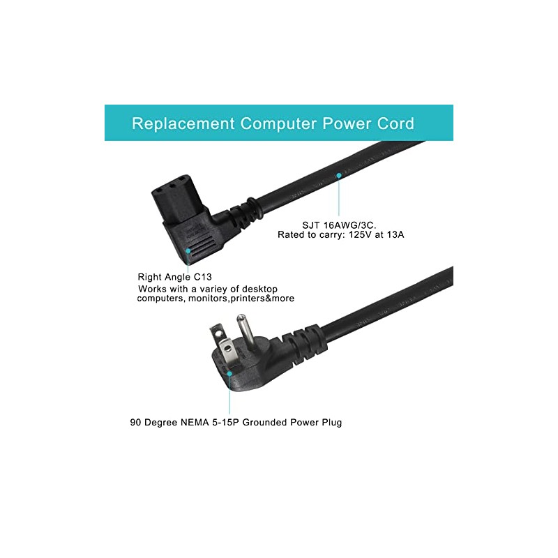 [Paquete de 2] Cable de alimentación para computadora de 90