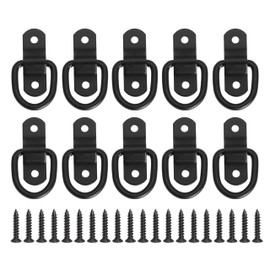 Ciweisah Heavy Duty 1/4" D Rings Tie Down Anchors Hooks Tie Down D Rings Trailer Anchor Lashing Rings for RV SUV Car Boats Motorcycles Surface Cargo Trailers Vans Trucks Mount (Black-10)