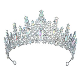 ASTRUE Crystal Crown and Tiara For Women - Rhinestone Headband For Princess Girls,Bridal Hair Accessories For Weddings Birthday (AB&Silver Plated, One Size)