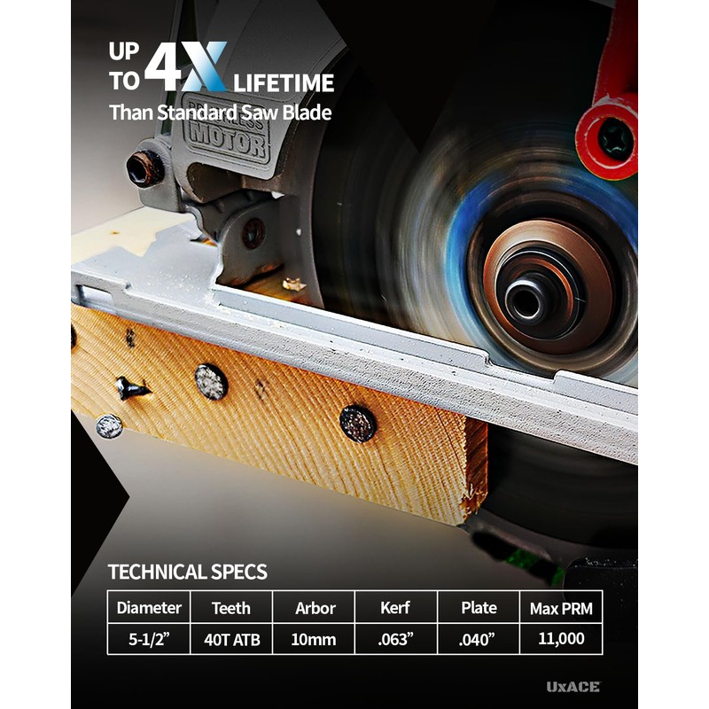 UXACE 5-1/2-Inch 40-Tooth Circular Saw Blade with 10 mm Arbor,