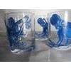 Hand painted blue octopus. Great set. usa. Set of 4