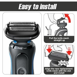 Pack of 2 Replacement Shaving Heads Compatible with Braun Series 5/6, 53B Razor Heads Replacement Blades Razor Head for Series 5 3000s, 3010s, 3040s, 3050cc, 300s, 310s etc (53B, Black)