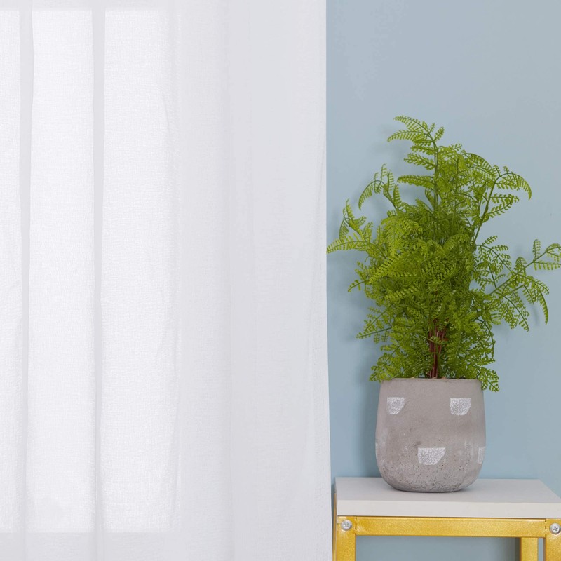 Deconovo Stores Curtains Translucent with Ruffle Tape White Set of