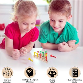 Natural State Novelty 6 Pack - Wooden Triangle Peg Board Game - Retro Mini Travel Game…