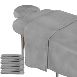 4 Sets Soft Microfiber Massage Table Sheets Set Bulk 3 Piece Set Includes Massage Table Cover, Massage Fitted Sheet, and Massage Face Rest Cover (Cool Grey)