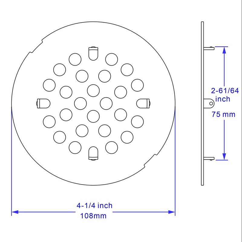 Bropury 4-1/4-Inch Easy-to-Install Snap-in Shower Drain Cover Floor Drain Replacement
