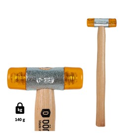 Dönges Non-rebound Soft Hammer with Painted Ash Handle, Diameter 22 mm, 140 g Light, Interchangeable Heads in Yellow, Made in Germany, Plastic Mallet, Rubber Mallet, Multifunctional Hammer